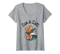 Women's Vacation Holiday Beach Sunshine Festivals Ocean Islands Surf V-Neck T-Shirt