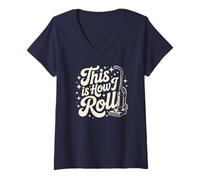 Womens Vacuum This How I ROLL Cleaning Dusting Crew Clean Shine V-Neck T-Shirt