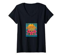 Womens Valdosta Georgia Azaleas and Pecans Retro Southern Vibes V-Neck T-Shirt