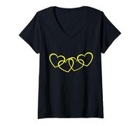 Womens Valentine's Day Heart Hearts Retro 80s Vintage Love V-Neck T-Shirt