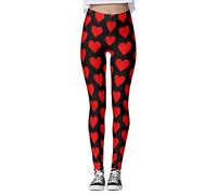 Women's Valentine's Day Sport Love Heart Print Patterned Winter Tights Queen of Hearts Holiday Funny 2024 Festival Cotton Leggings Compression Soft & Slim Colorful Tights Red