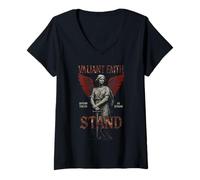 Womens Valiant Faith Christian Edgy Y2K 90s Urban Streetwear Grunge V-Neck T-Shirt