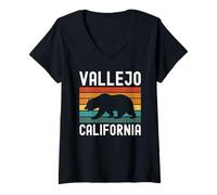 Womens Vallejo California Bear Bay Area Retro Northern Nor Cali 707 V-Neck T-Shirt