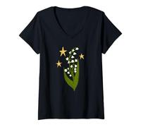 Women's Valley Lilies Wildflower May Bells Maytime Whisperers V-Neck T-Shirt