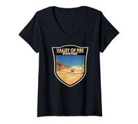 Womens Valley of Fire State Park Nevada Badge Vintage V-Neck T-Shirt