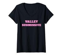 Womens Valley Submissive - Cute Pink Gifts for Girlfriend or Wife V-Neck T-Shirt