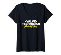 Women's Valve Technician Made By God V-Neck T-Shirt