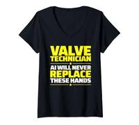 Women's Valve Technician Never Replace V-Neck T-Shirt