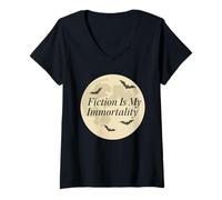 Womens Vampire Fiction Bookish Romantic Fang Reader Literary Dark V-Neck T-Shirt