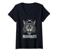 Women's Vampire Kitty Emo Goth Cat Mom Classic Horror Nospurratu V-Neck T-Shirt