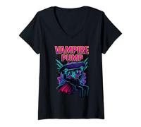 Womens Vampire Pump Dracula Lifting Grave Old School 90's Retro Gym V-Neck T-Shirt