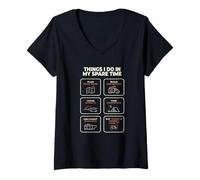Women's Van Camper Things I Do in My Spare Time Road Trip Camping V-Neck T-Shirt