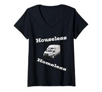 Womens Van Dweller Houseless Not Homeless - Ford Transit V-Neck T-Shirt