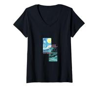 Women's Van Gogh Starry Night Collage Modern Graphic Art PAPL14734 V-Neck T-Shirt