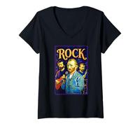 Womens Van Gogh's Rock Band Post Impressionist Mashup V-Neck T-Shirt