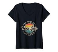Womens Van Life Clothing Vintage Van Dwellers Retro Vanlife Nomads V-Neck T-Shirt