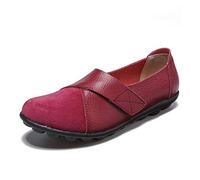 Womens Vanccy Premium Orthopedic Loafers Suede Leather Splice, Genuine Comfy Leather Flat Loafers Size 2.5-9UK (6,Burgundy)