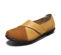 Womens Vanccy Premium Orthopedic Loafers Suede Leather Splice, Genuine Comfy Leather Flat Loafers Size 2.5-9UK (8,Yellow)