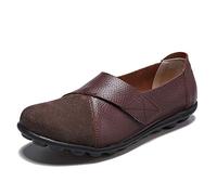 Womens Vanccy Premium Orthopedic Loafers Suede Leather Splice, Genuine Comfy Leather Flat Loafers Size 2.5-9UK (6.5,Coffee Color)