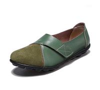 Womens Vanccy Premium Orthopedic Loafers Suede Leather Splice, Genuine Comfy Leather Flat Loafers Size 2.5-9UK (6.5,Green)