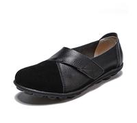 Womens Vanccy Premium Orthopedic Loafers Suede Leather Splice, Genuine Comfy Leather Flat Loafers Size 2.5-9UK (6.5,Black)