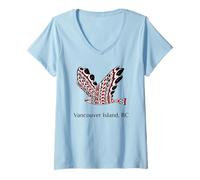 Womens Vancouver Island British Columbia Red Tail Hawk Native V-Neck T-Shirt