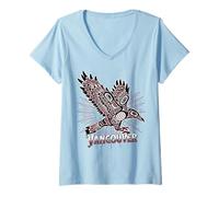 Women's Vancouver Raven & Sun Pacific Northwest Native Tribal Art V-Neck T-Shirt