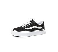 Womens Vans Size 4.5, Platform Ward Sneaker, Black & White Suede Canvas Stack Lace Up Shoes, Low Top Ladies' Trainers, Lightweight Sports Shoes by Vans Active Wear Range (4.5 UK)