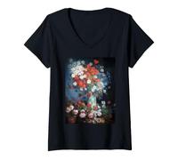 Women's Vase with Meadow Flowers and Roses Painting by Van Gogh V-Neck T-Shirt
