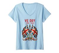 Womens VE Day 80th Anniversary, VE Day V-Neck T-Shirt