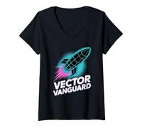 Womens Vector Vanguard Pop Culture Retro Video Game V-Neck T-Shirt