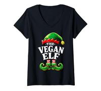 Women's Vegan Elf Christmas Matching Family Elf Squad Xmas V-Neck T-Shirt