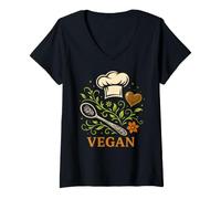 Women's Vegan for Plant Based Cooking and Healthy Eating Lifestyle V-Neck T-Shirt