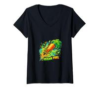 Women's Vegan Fuel Carrot Rocket Plant Power Concept V-Neck T-Shirt