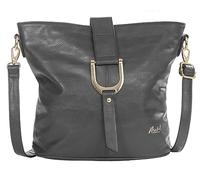 Womens Vegan Leather Bucket Style Cross Body Shoulder Handbag - Lightewight Medium Size Bag - Frankie (Dark Grey)