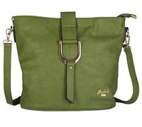 Womens Vegan Leather Bucket Style Cross Body Shoulder Handbag - Lightewight Medium Size Bag - Frankie (Green)