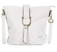 Womens Vegan Leather Bucket Style Cross Body Shoulder Handbag - Lightewight Medium Size Bag - Frankie (White)
