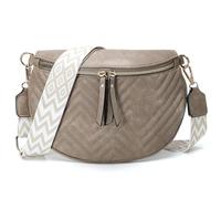 Women's Vegan Leather Crossbody Waist Pack, Fanny Pack Sling Bag with Adjustable Belt, Boho Style Shoulder Purse for Travel, Daily Use, Khaki, M, Boho