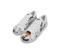 Women's Vegan Leather White Sneakers - Sunset Animals Pattern, Multicolored, 6 UK