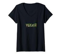 Women's Vegan Planted Plant Based Vegetables Fruits I Love Animals V-Neck T-Shirt