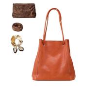 Womens Vegan PU Leather Soft Tote Bag, Large Capacity Retro Shoulder Bag, Simple Stylish Crossbody