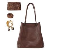 Womens Vegan PU Leather Soft Tote Bag, Large Capacity Retro Shoulder Bag, Simple Stylish Crossbody