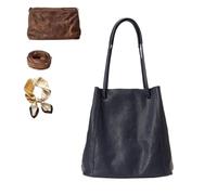 Womens Vegan PU Leather Soft Tote Bag, Large Capacity Retro Shoulder Bag, Simple Stylish Crossbody