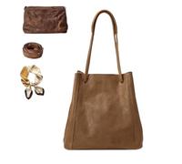 Womens Vegan PU Leather Soft Tote Bag, Large Capacity Retro Shoulder Bag, Simple Stylish Crossbody