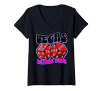 Women's Vegas Before-Vows s Retro Dice s Bachelorette Party Trip V-Neck T-Shirt