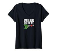 Womens Vegetable Pun Gardeners Rock The Beet Funny Gardening V-Neck T-Shirt