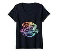 Women's Vegetarian Powered by Plants and Sarcasm V-Neck T-Shirt