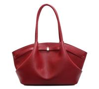 Women's Vegetarian PU Leather Tote Shoulder Bag, Retro Versatile Large Capacity Underarm Pouch Top Handle Handbag, Red