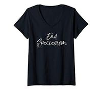 Womens Vegetarian Quote Animal Rights Vegan Gift End Speciesism V-Neck T-Shirt