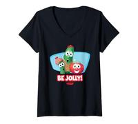 Womens VeggieTales Be Jolly Christmas Carolers V-Neck T-Shirt